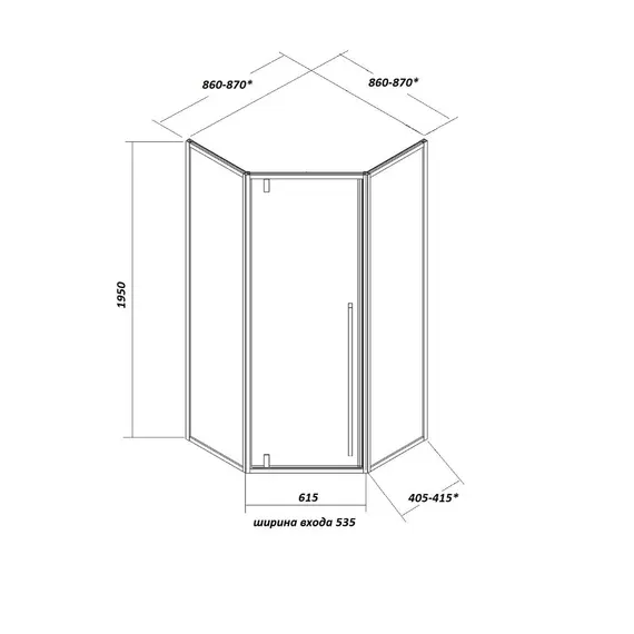 Душевой угол  C3AWD  Ceruttispa без поддона (90x90x195)