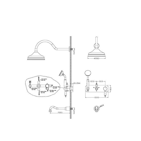 Душевая система встраиваемая   Boheme Tradizionale NERO 258