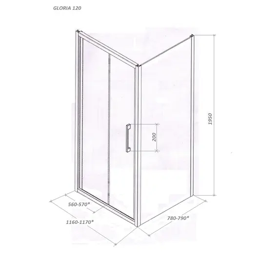 Душевой угол  GLORIA120  Ceruttispa без поддона (80x120x195)