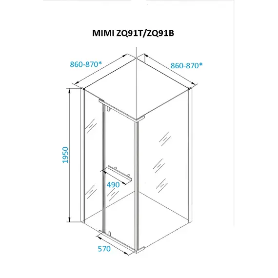 Душевой угол  MIMI ZQ91B  Ceruttispa без поддона (90x90x195)