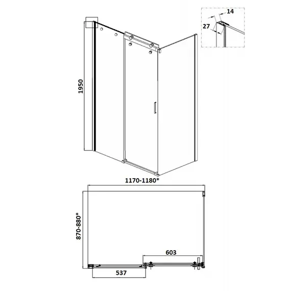 Душевой угол  CEZA'S120  Ceruttispa без поддона (90x120x195)