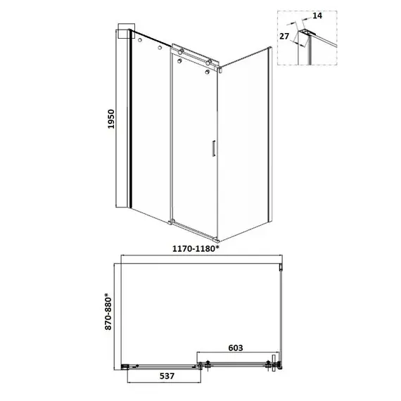 Душевой угол  CEZA'S120B  Ceruttispa без поддона (90x120x195)