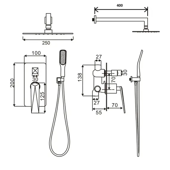 Душевая система встраиваемая Boheme VENTURO 374-W-2