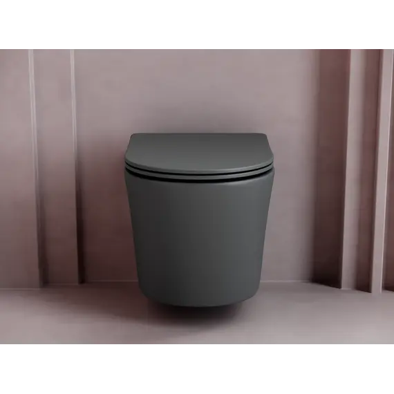 Подвесной унитаз CERAMICANOVA Balearica Rimless (цвет Темный антрацит матовый)