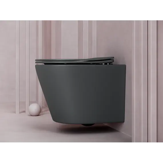 Подвесной унитаз CERAMICANOVA Balearica Rimless (цвет Темный антрацит матовый)