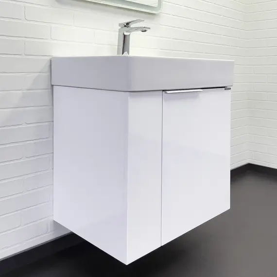 Подвесная тумба-умывальник Comforty Асти-60П белый глянец с раковиной CF3WL032