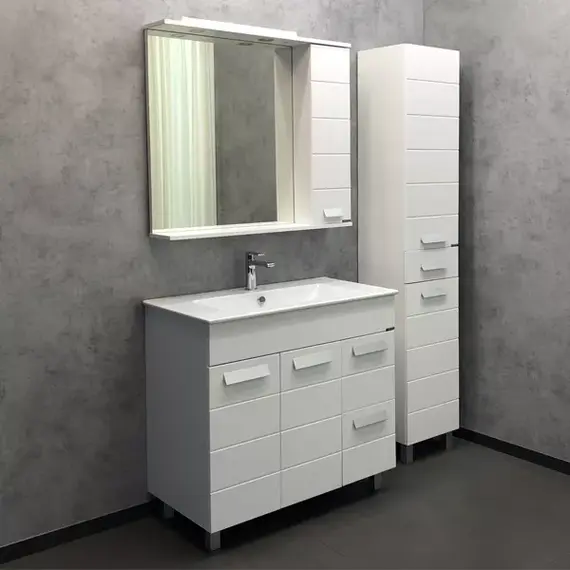 COMFORTY. Тумба-умывальник "Модена М-60/75/90" белая матовая  с раковиной Quadro