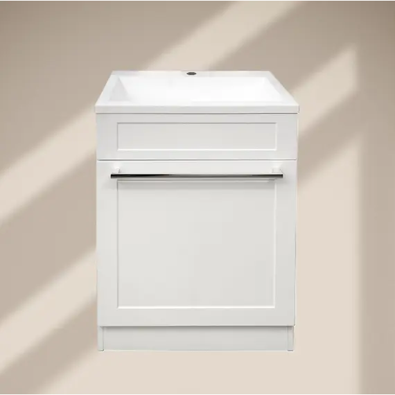 Тумба напольная ACWEN СОФИЯ 60  белая с раковиной Океан, ручки хром/черный