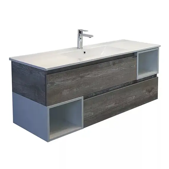 COMFORTY. Тумба-умывальник "Турин" дуб белый /бежевый с раковиной COMFORTY