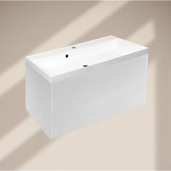 Тумба подвесная ACWEN МОДЕРН 100 белый матовый с раковиной Слим 100