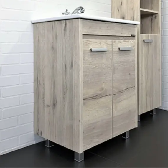 COMFORTY. Тумба-умывальник "Марио-60/75 " дуб дымчатый /сосна с раковиной Quadro 60/75