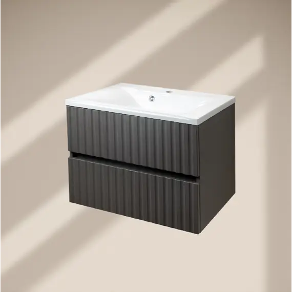 Тумба подвесная ACWEN Элеганс  грей софт с раковиной Комфорт 70