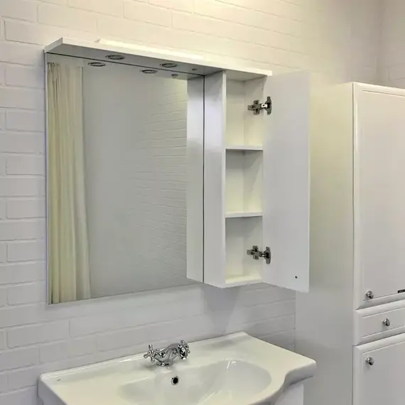 COMFORTY. Зеркало-шкаф "Сочи-85/100" белый глянец