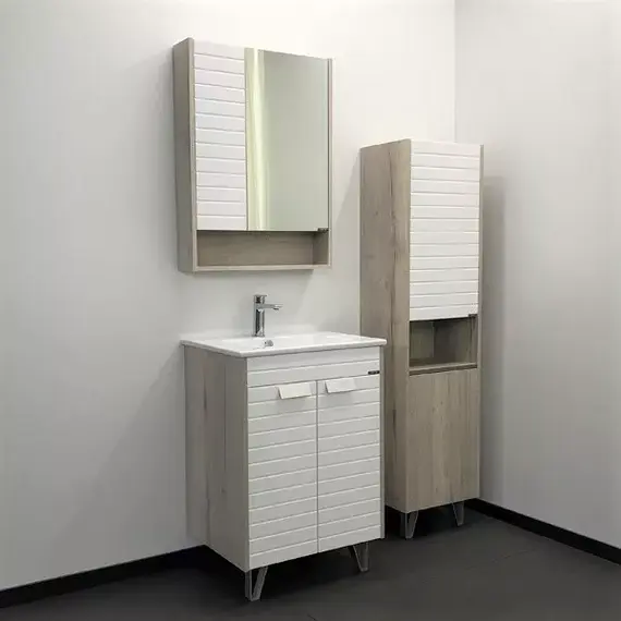 COMFORTY. Шкаф-колонна "Клеон-40" белый/дуб дымчатый