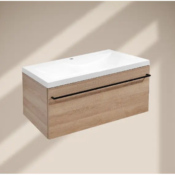 Тумба подвесная  ACWEN ДЖУНИ 90 дуб гладстоун песочный с раковиной Флай