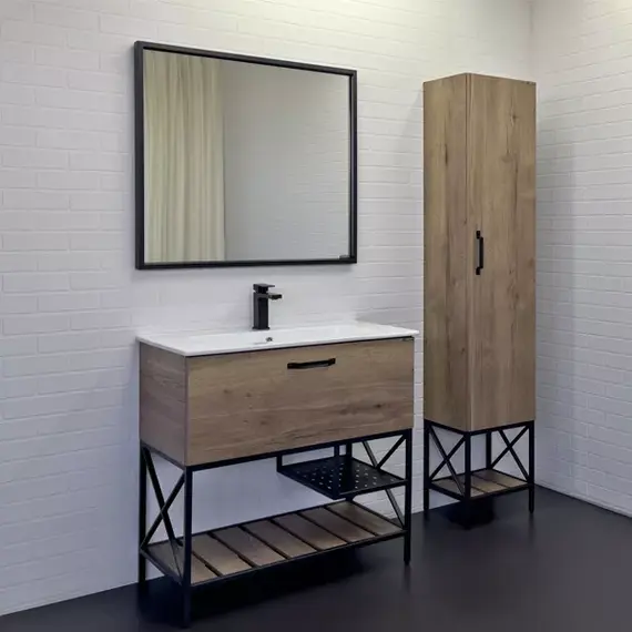 Тумба-умывальник Comforty Бредфорд 75/90 дуб темный с раковиной Comforty