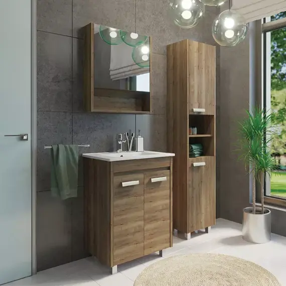 COMFORTY. Шкаф-колонна "Марио-40" дуб/сосна