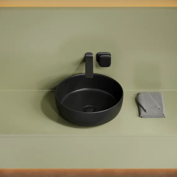 Раковина накладная CERAMICANOVA Taycan,круглая, 375x375x140, черная матовая