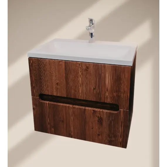 Тумба  подвесная ACWEN TORNO 80  дуб горизонт с раковиной Слим 80