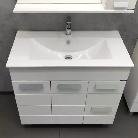 COMFORTY. Тумба-умывальник "Модена М-60/75/90" белая матовая  с раковиной Quadro