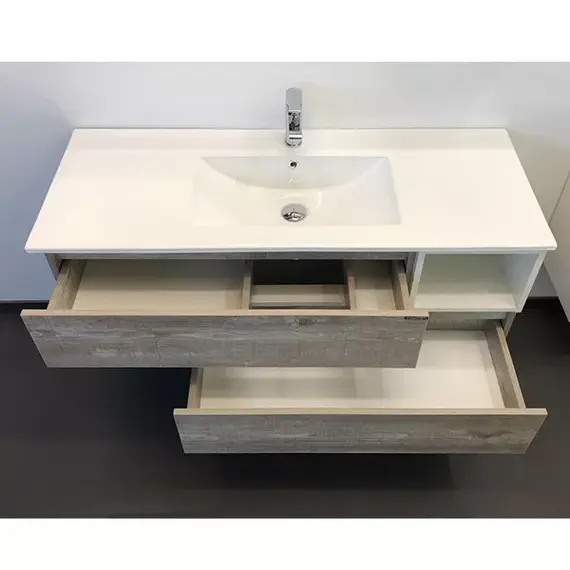 COMFORTY. Тумба-умывальник "Турин" дуб белый /бежевый с раковиной COMFORTY