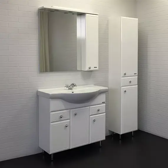 COMFORTY. Зеркало-шкаф "Сочи-85/100" белый глянец