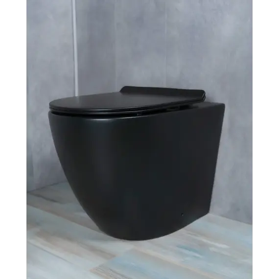 Приставной безободковый унитаз микролифт дюропласт Gid TRS-269BM