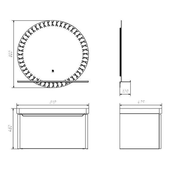 Зеркало для ванной комнаты Comforty Арзамас 80 LED-подсветка, бесконтактный сенсор, полка-графит