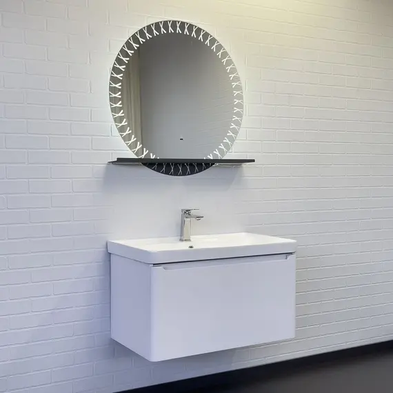 Зеркало для ванной комнаты Comforty Арзамас 80 LED-подсветка, бесконтактный сенсор, полка-графит