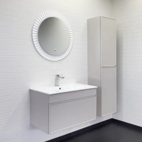 Тумба-умывальник для ванной Comforty Мадрид-80 серый шёлк с раковиной Comforty 80E