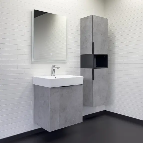 Подвесная тумба-умывальник Comforty Асти-60П бетон светлый с раковиной CF3WL032