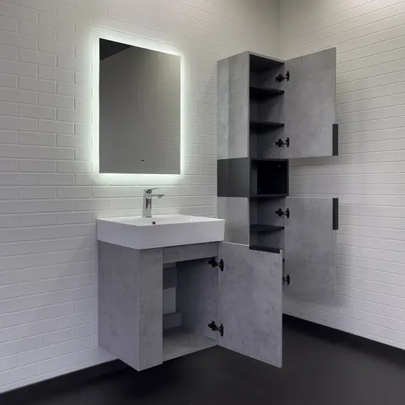 Подвесная тумба-умывальник Comforty Асти-60П бетон светлый с раковиной CF3WL032