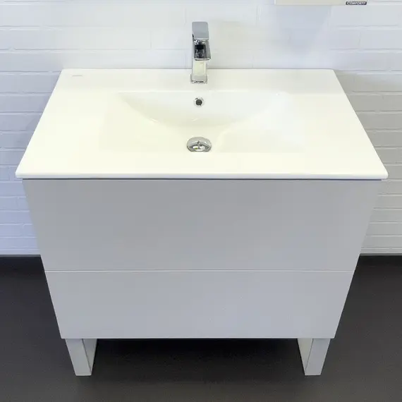 Тумба-умывальник Comforty Бильбао-80Н серый шёлк с раковиной 80E