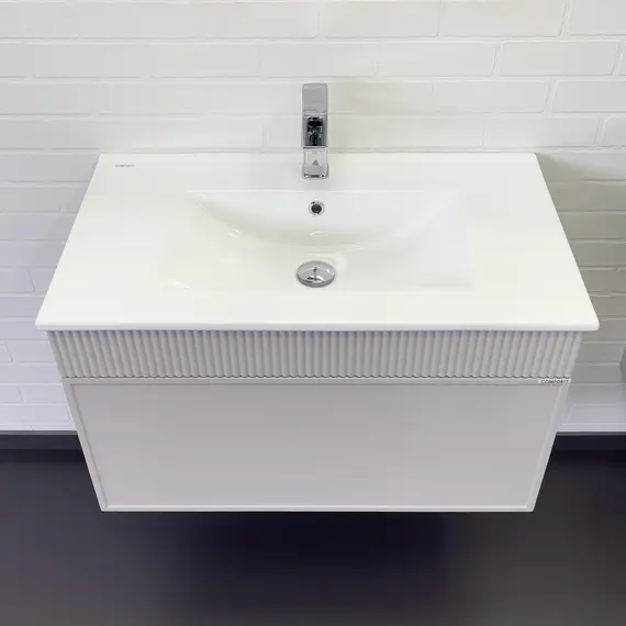 Тумба-умывальник для ванной Comforty Мадрид-80 серый шёлк с раковиной Comforty 80E