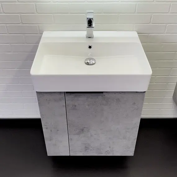 Подвесная тумба-умывальник Comforty Асти-60П бетон светлый с раковиной CF3WL032