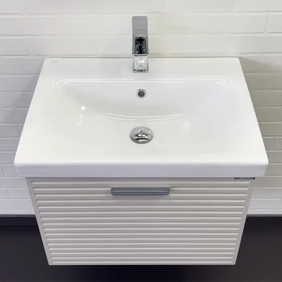 Тумба-умывальник Comforty Касабланка-60/80 серый шёлк с раковиной