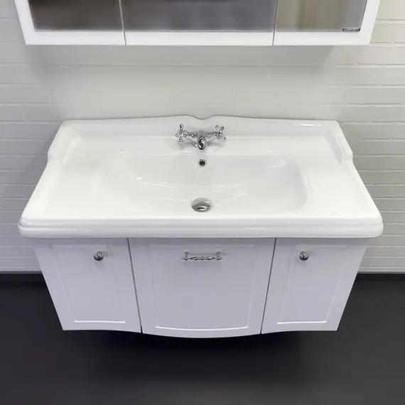 Тумба-умывальник Comforty Палини-100 белый глянец с раковиной Comforty 3310