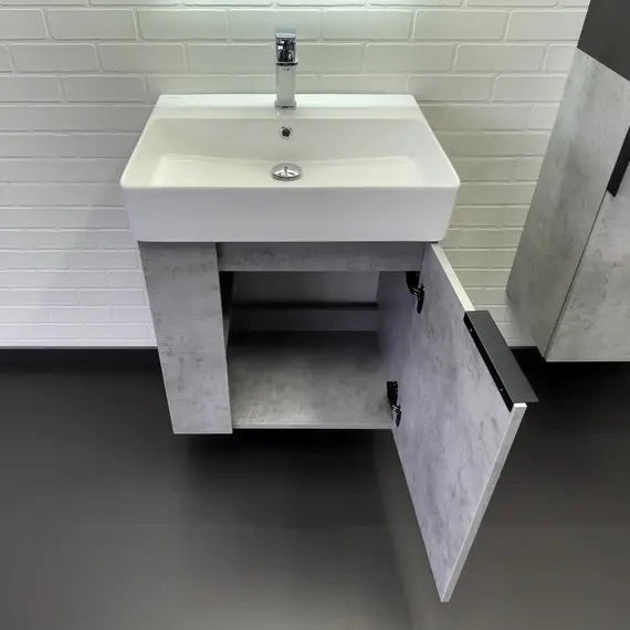 Подвесная тумба-умывальник Comforty Асти-60П бетон светлый с раковиной CF3WL032