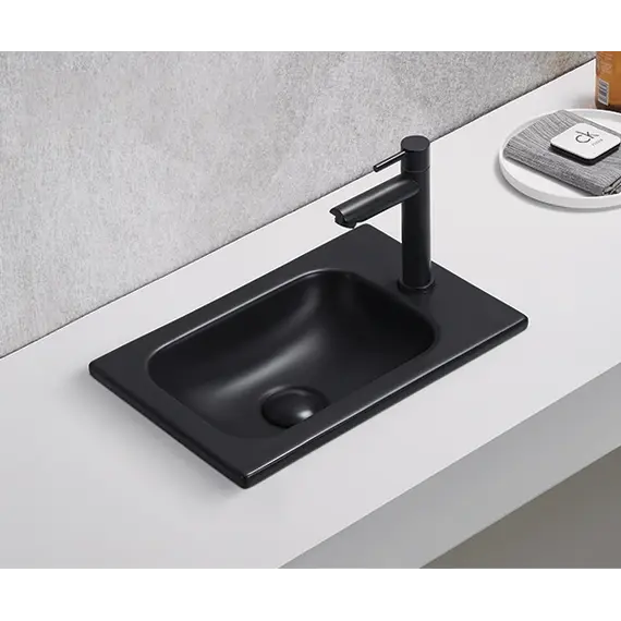Встраиваемая сверху черная матовая раковина для ванной Gid Bm3340