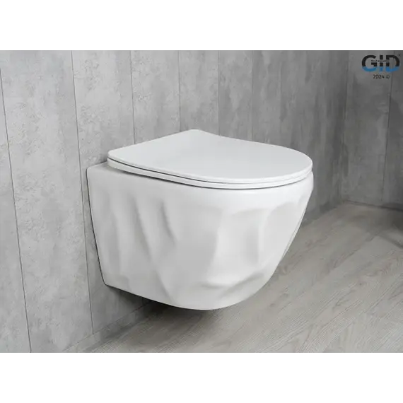 Безободковый подвесной унитаз белый микролифт дюропласт Торнадо Gid Tr2196TFX