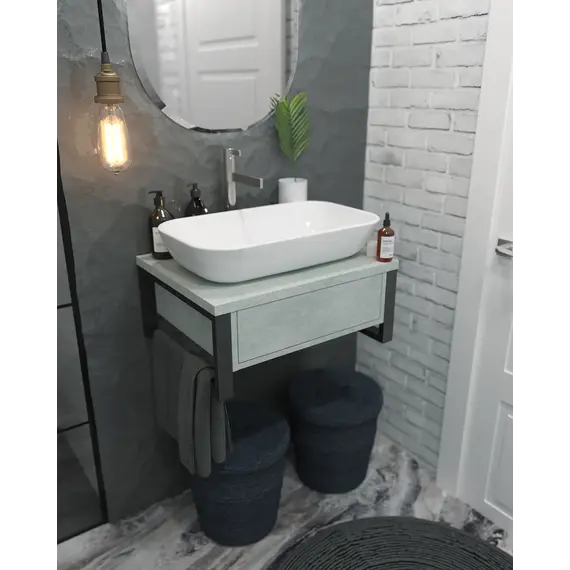 Тумба подвесная 1Marka GRUNGE LOFT бетон светлый