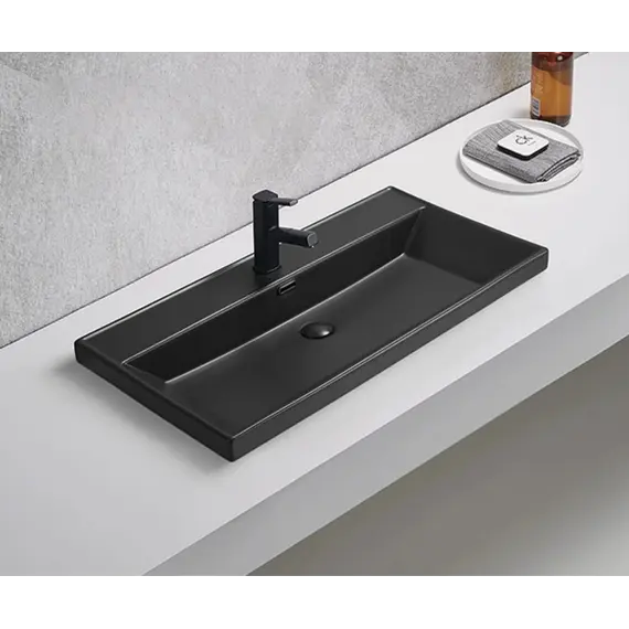 Встраиваемая сверху черная матовая раковина для ванной Gid Bm5580s