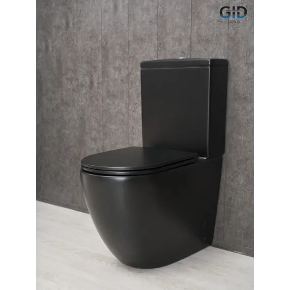 Напольный унитаз черный матовый безободковый микролифт дюропласт Gid Tn2188Bm (+GEBERIT)