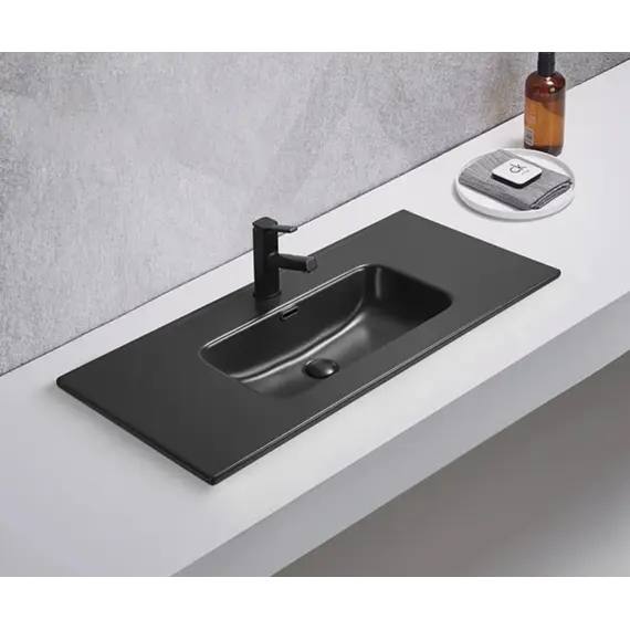 Встраиваемая сверху черная матовая раковина для ванной Gid Bm9010s
