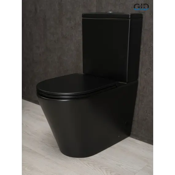Напольный унитаз черный матовый безободковый микролифт дюропласт Gid Tn2189Bm (+GEBERIT)