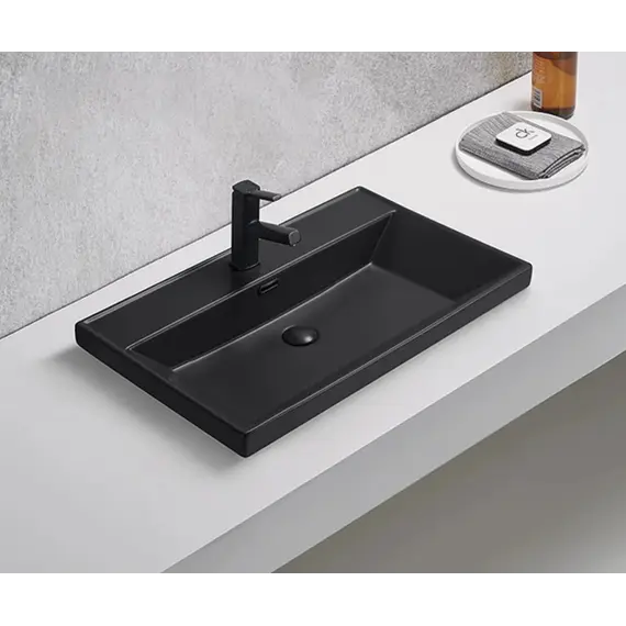 Встраиваемая сверху черная матовая раковина для ванной Gid Bm5560s