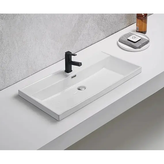 Встраиваемая сверху белая раковина для ванной Gid 5580s