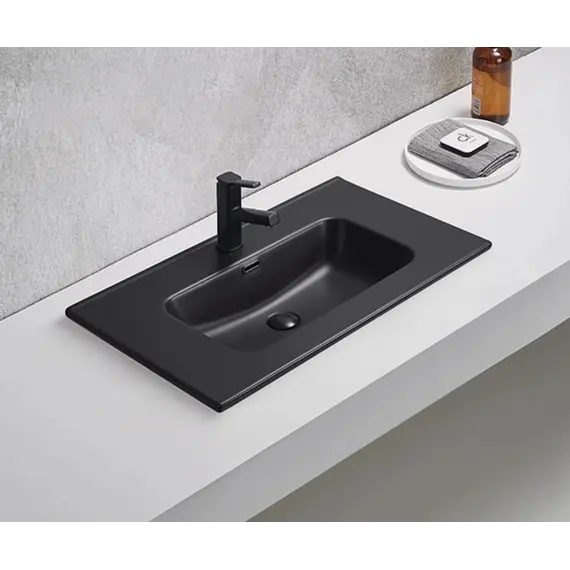 Встраиваемая сверху черная матовая раковина для ванной Gid Bm9080s