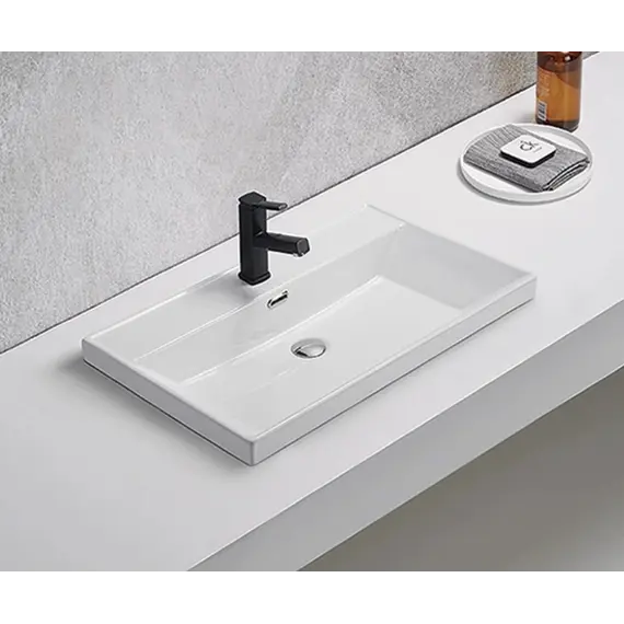 Встраиваемая сверху белая раковина для ванной Gid 5560s