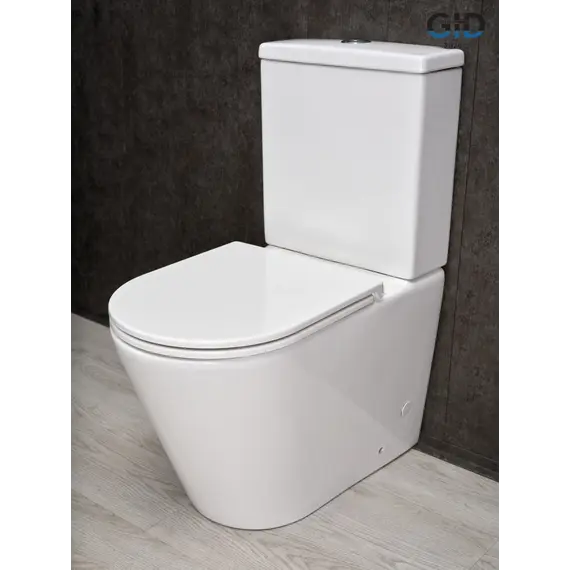 Напольный унитаз белый безободковый микролифт дюропласт Gid Tn2189 (+GEBERIT)